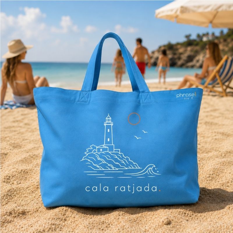 Premium Shopper mit Spruch „cala ratjada.“ und Visual